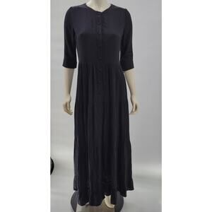 Adina Las Vegas Shirt Dress Womens S Black Animal Print Jacquard Tiered Maxi